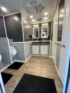 8Stall Gray Spa Mens room interior